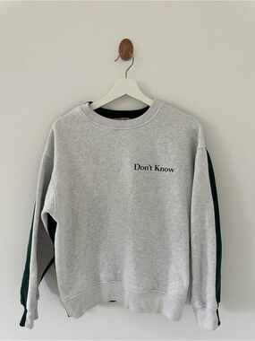 Oversized Two-Tone Light Gray & Dark Green Crewneck Sweatshirt
